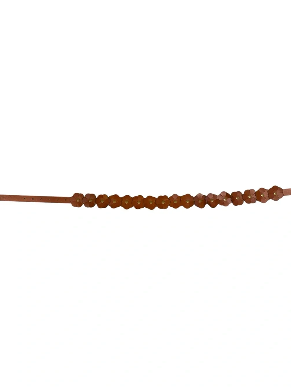 LN Lucky Brand Flower Festival Brown Leather Brass Adjustable Belt - S